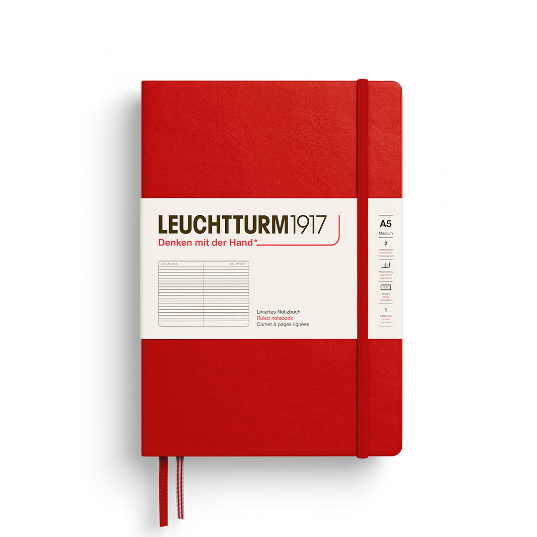 Cherry red notebook with Leuchtturm1917 branding on a white background