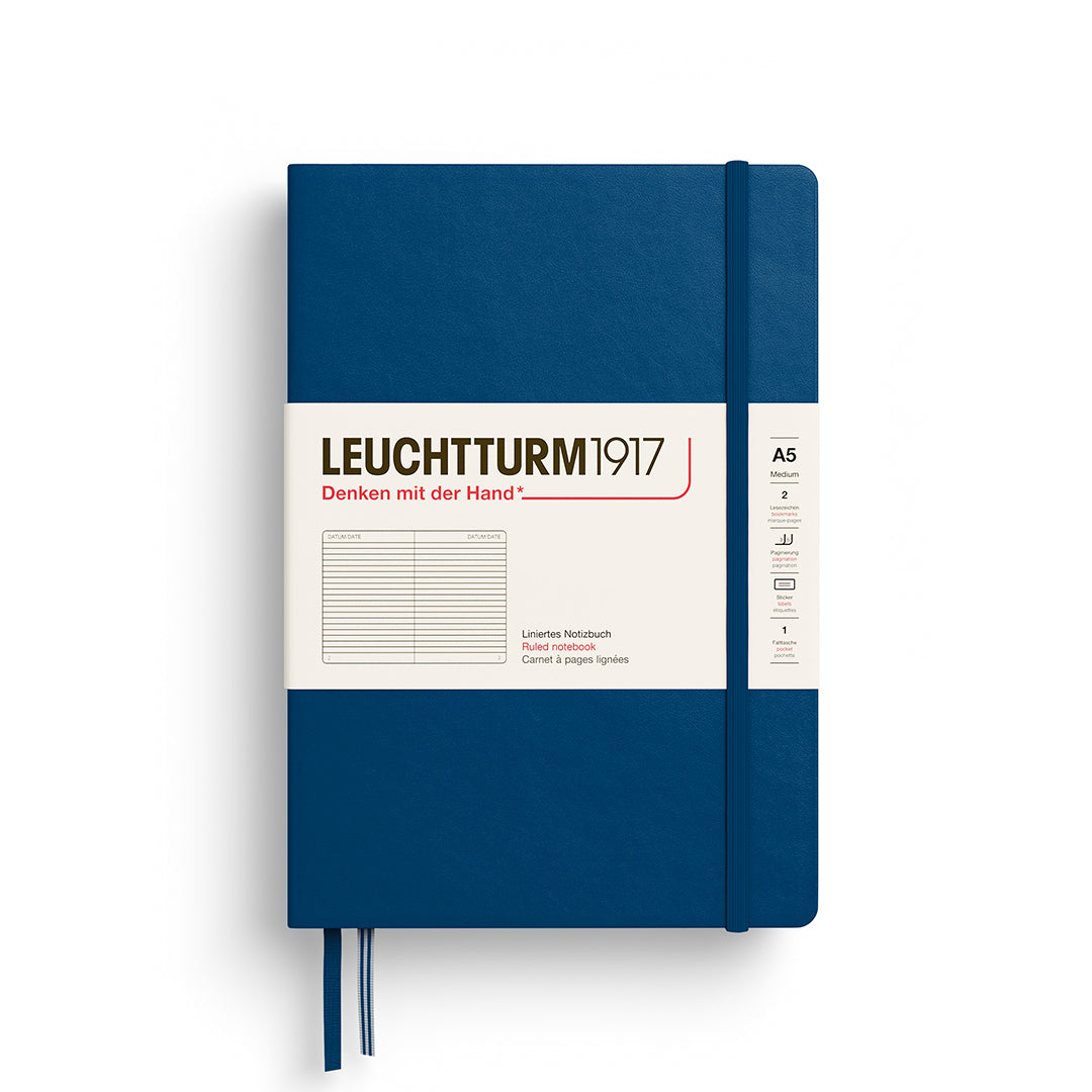 Indigo blue notebook with Leuchtturm1917 branding on a white background