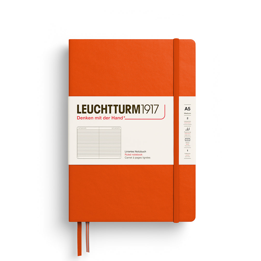 Pumpkin orange notebook with Leuchtturm1917 branding on a white background