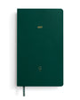 Green notebook with '2027' printed on it against a white background