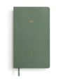 Green notebook with '2027' printed on it against a white background