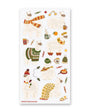 Sheet of stickers featuring cartoon llamas and winter items on a white background