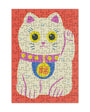 Jigsaw puzzle with a cat design on a red background