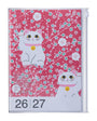 Calendar with cat design on a pink floral background