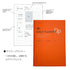 Orange daily planner book with text and diagram on a white background