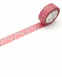 Pink washi tape with floral pattern on a white background
