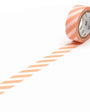 Striped salmon pink tape with pink and white stripes on a white background