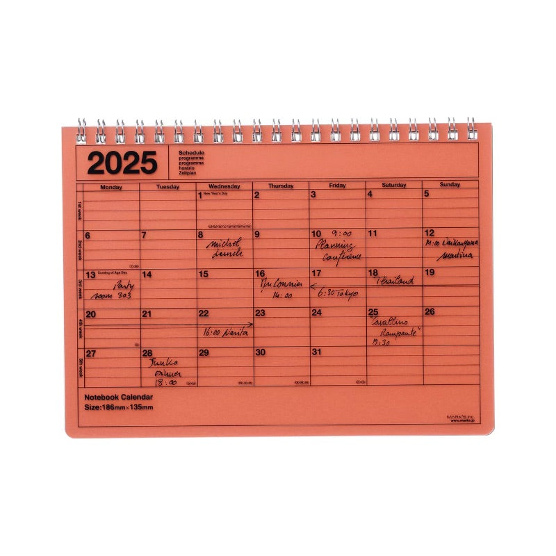 Marks Inc Small Calendar 2025 Orange