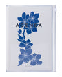 Clear planner cover with blue floral design and 'AGENDA' text on a white background