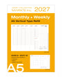 2027 monthly and weekly planner refill with A5 size on a white background