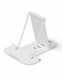White metal phone stand on a white background