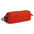Orange pencil case with black zipper on a white background
