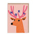 Card with a deer illustration and 'NOEL' on pink background