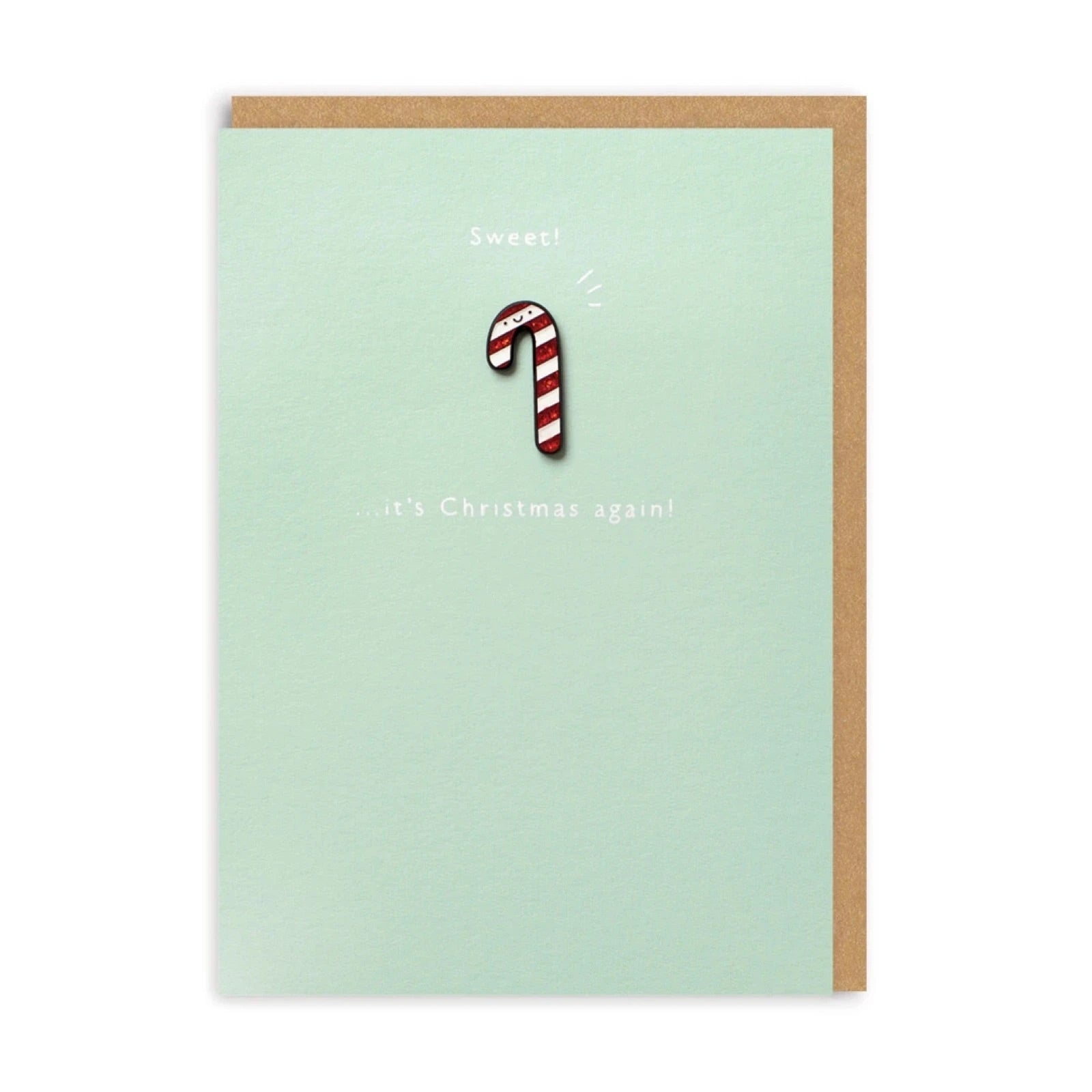 Candy Cane Enamel Badge Christmas Card