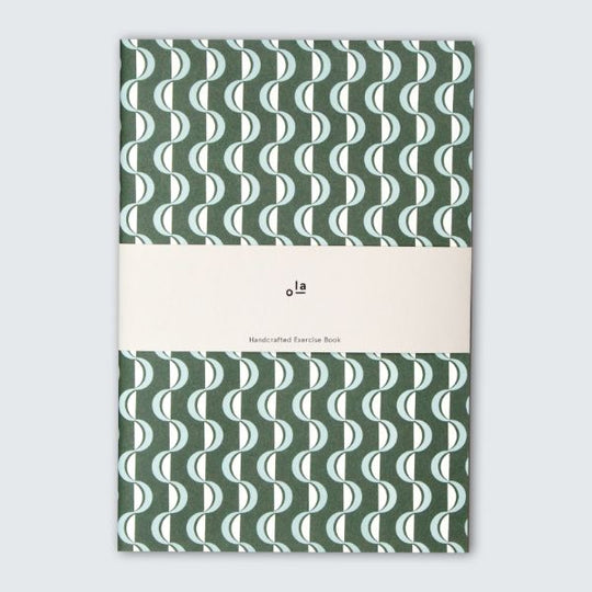 Forest Green & Blue Wave Print Exercise Book