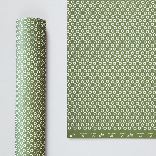 Olive Tiny Stars Patterned Gift Wrap