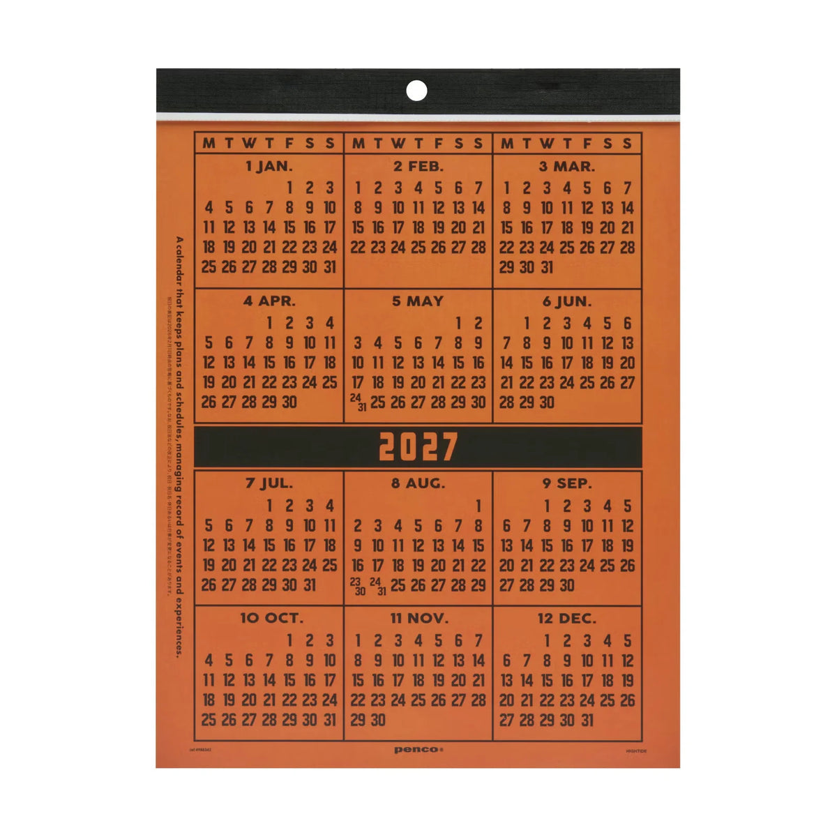 Penco Old School Wall Calendar 2027 A4 end