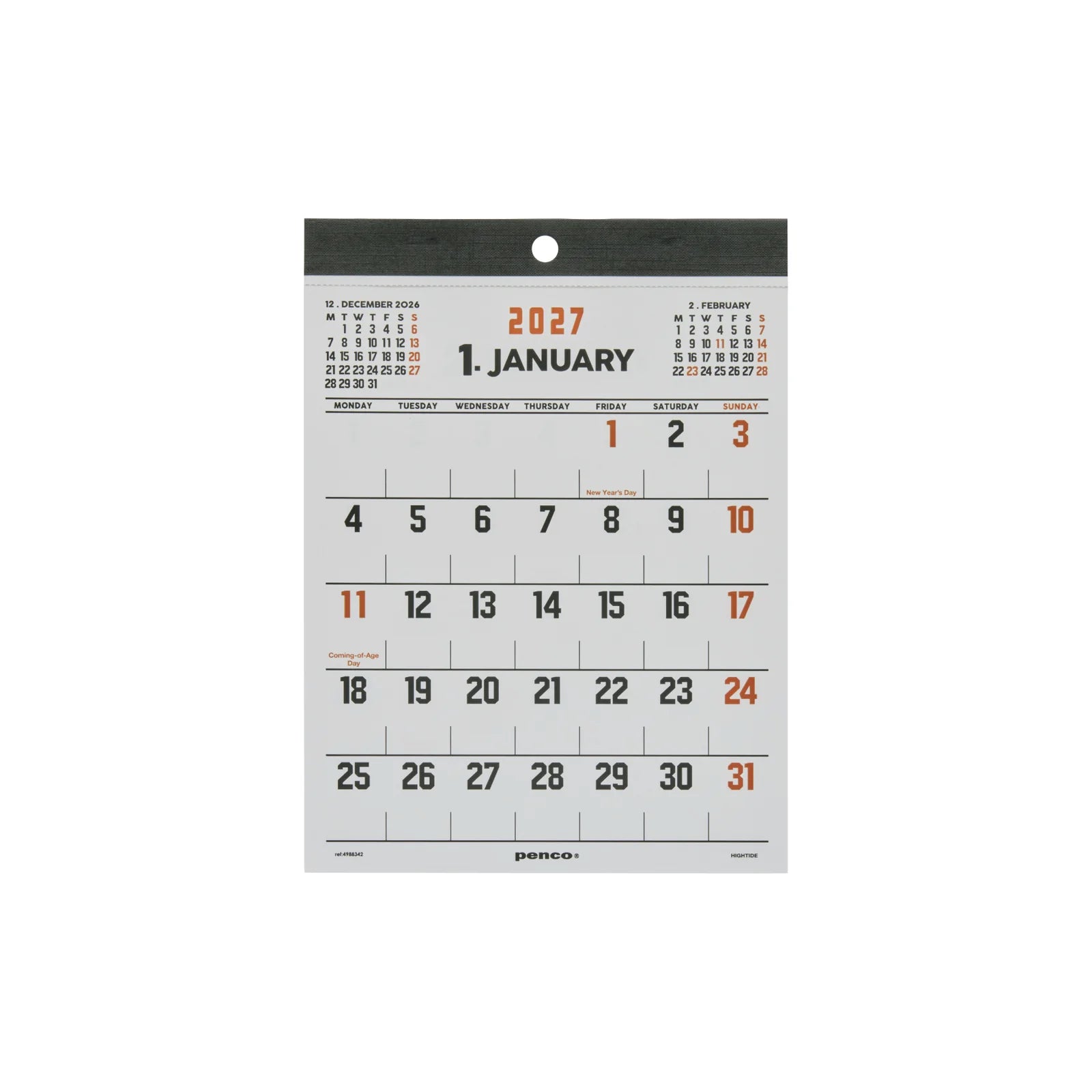 Penco Old School Wall Calendar 2027 A5