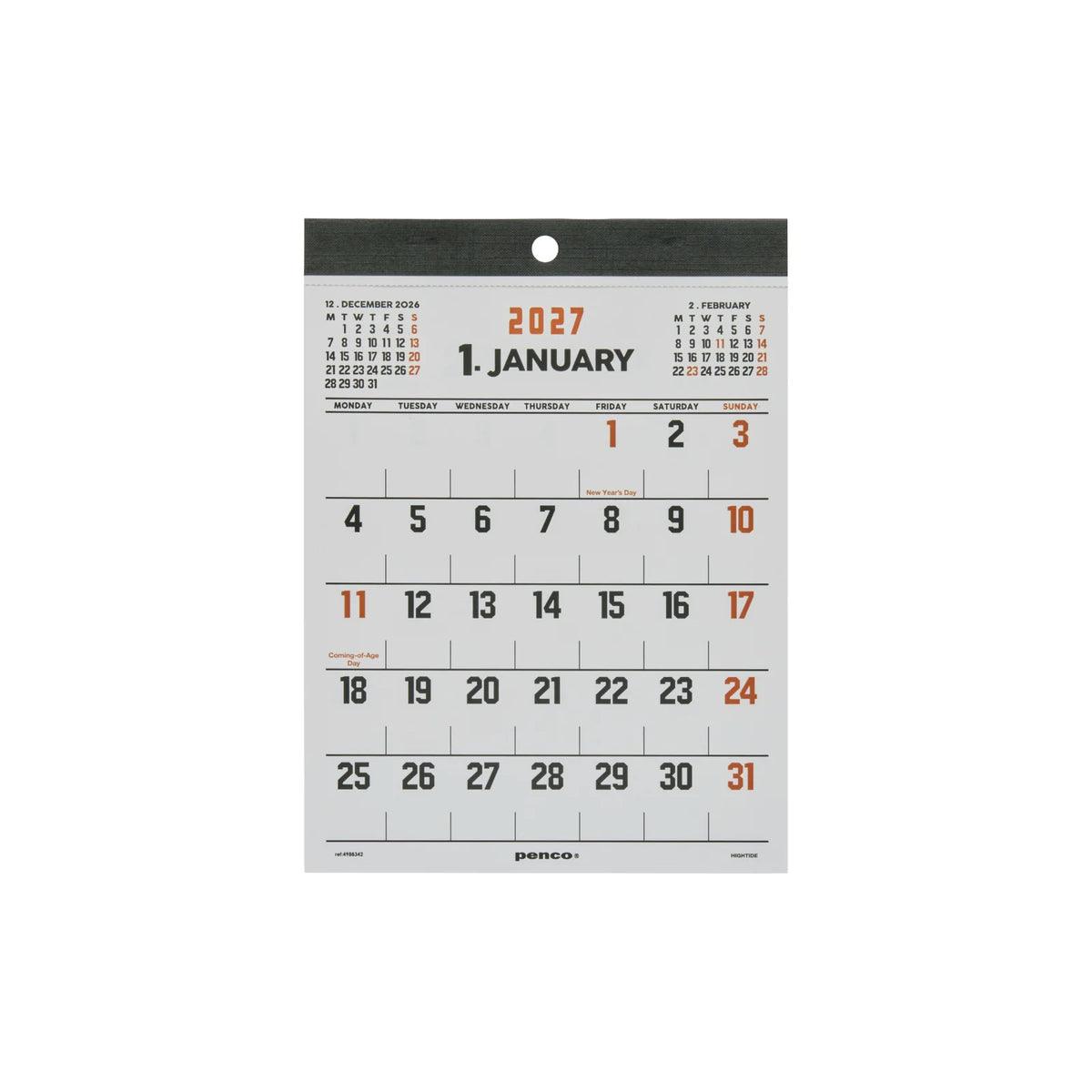 Penco Old School Wall Calendar 2027 A5