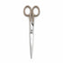A pair of scissors with taupe plastic handles and silver stainless steel blades, shown vertically against a plain white background.