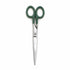 Pair of scissors with green handles on a white background