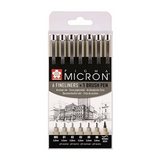 Pigma Micron Pack 6 Fineliners + 1 Brush