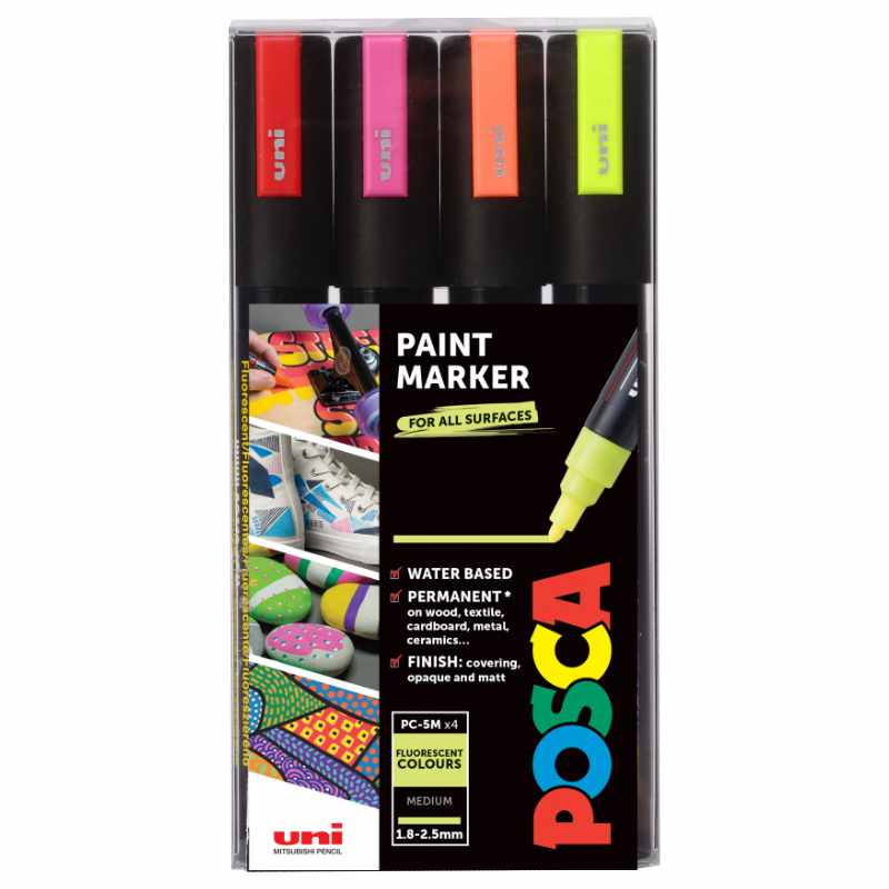 Posca PC-5M Fluorescent Pack of 4