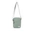 Pewter crossbody bag on a white background