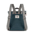 dark grey coloured backpack with grey straps on a white background 