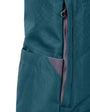 close up of teal coloured backpack
