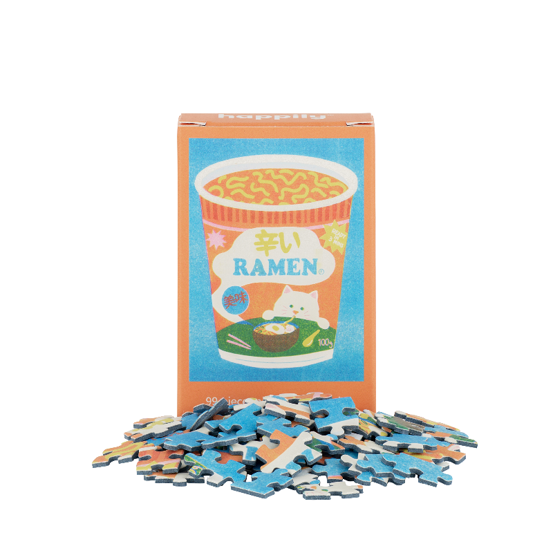 Puzzle with 'ramen' cup design on packaging