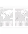 World map with time zones on a white background