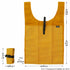 Yellow reusable shopping bag with dimensions on a white background