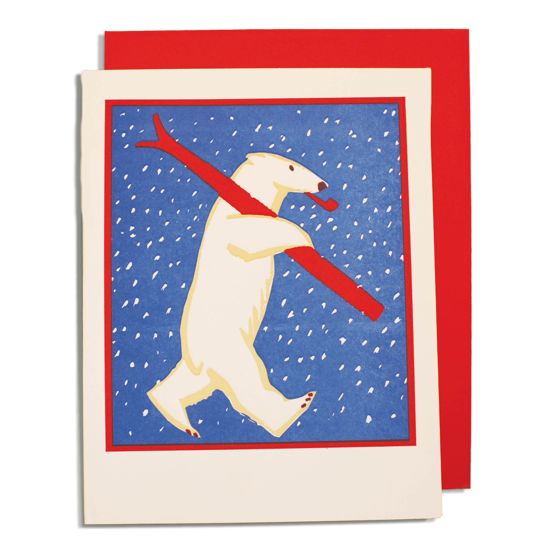 Skiing Polar Bear Christmas Card