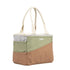 Multicolored tote bag with 'Scout' branding on a white background