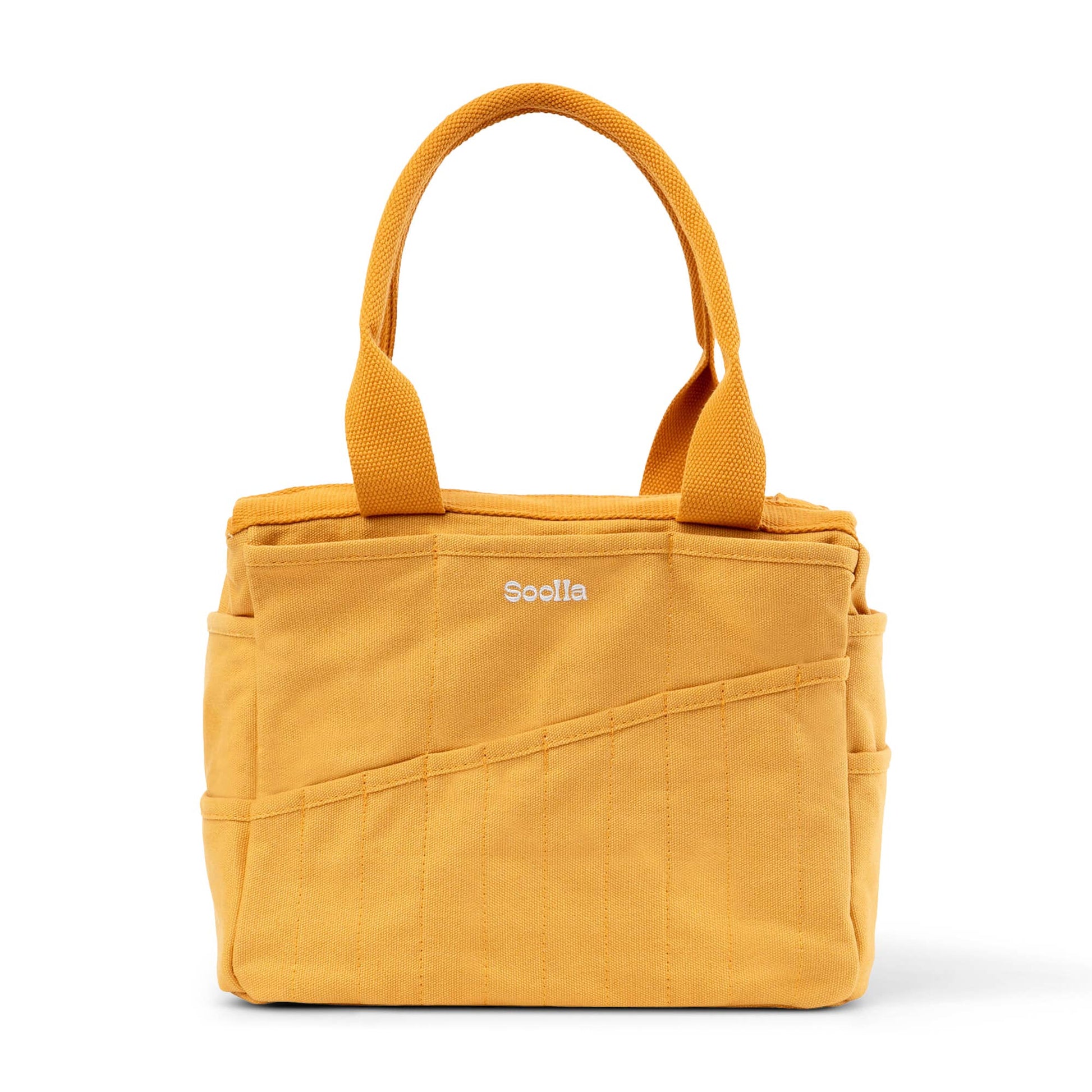 Yellow tote bag with 'Sodika' branding on a white background