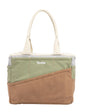 Two-toned tote bag with 'Socila' branding on a white background