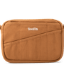 Brown pouch with 'Soolia' branding on a white background