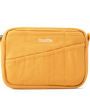 Yellow crossbody bag with 'Soolia' branding on a white background