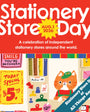 Promotional poster for Stationery Store Day 2026 with colorful stationery-themed graphics on a red background.