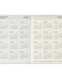 Two-page spread of a travel notebook calendar for 2026 and 2027 on a white background.