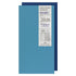 Blue diary with a white label on a white background