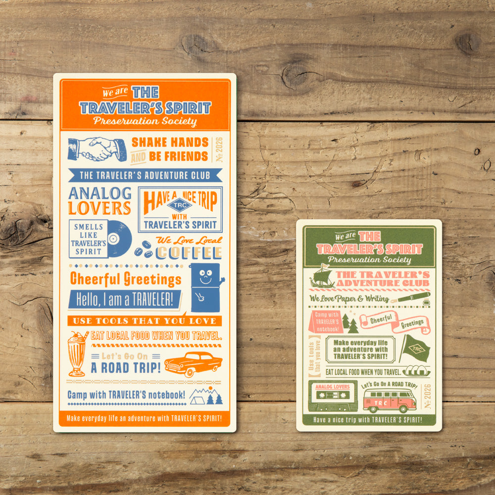 Two travel-themed posters on a wooden surface