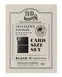 Traveler's notebook card size set packaging with branding and text on a beige background