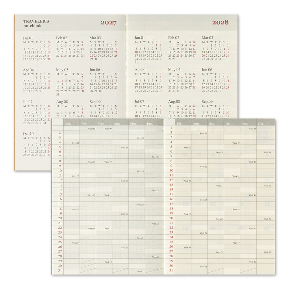 TRAVELER'S Notebook Passport Refill: Monthly Diary 2027 *Pre-Order 7 September 4pm*