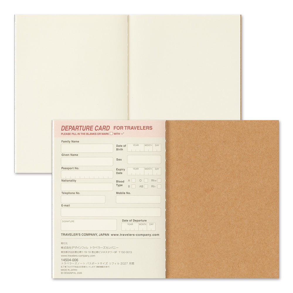 TRAVELER'S Notebook Passport Refill: Monthly Diary 2027 *Pre-Order 7 September 4pm*