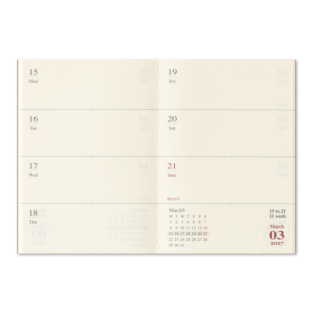 TRAVELER'S Notebook Passport Refill: Weekly Diary 2027 *Pre-Order 7 September 4pm*