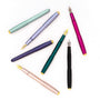 Set of colorful fountain pens on a white background