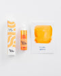 Fluoro orange product with packaging and color swatch on a white background