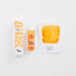 Fluoro orange product with packaging and color swatch on a white background